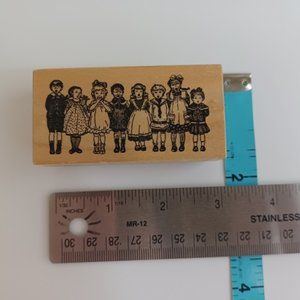 Victorian Children Singing Christmas School Choir PSX F289 Wood Rubber Stamp
